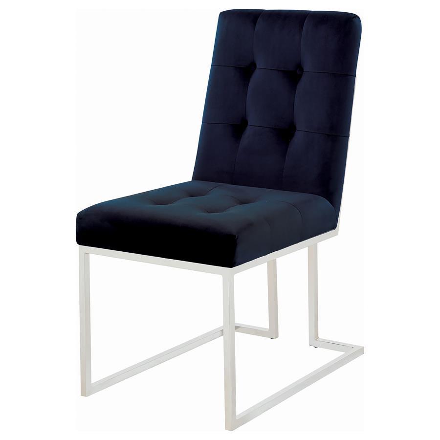 Cisco - Upholstered Dining Chairs (Set of 2) - Ink Blue And Chrome