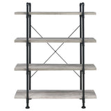 Delray - Librería abierta de 4 niveles - Madera flotante gris y negro