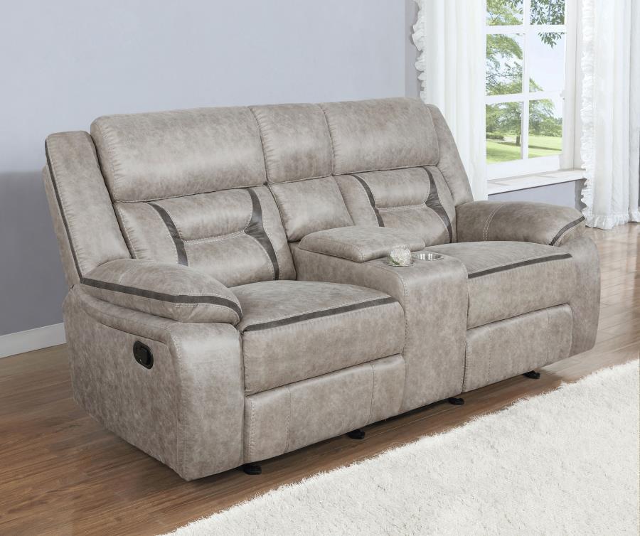 Greer - Loveseat planeador con consola