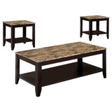 Flores - 3 Piece Occasional Table Set With Shelf - Cappuccino