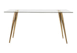 Gilman - Mesa de comedor rectangular con tapa de cristal