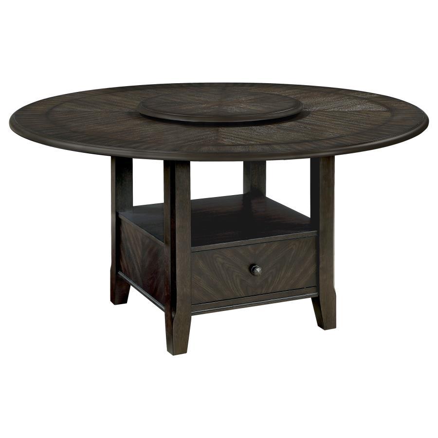 Twyla - Mesa de comedor redonda con Lazy Susan extraíble - Cacao oscuro