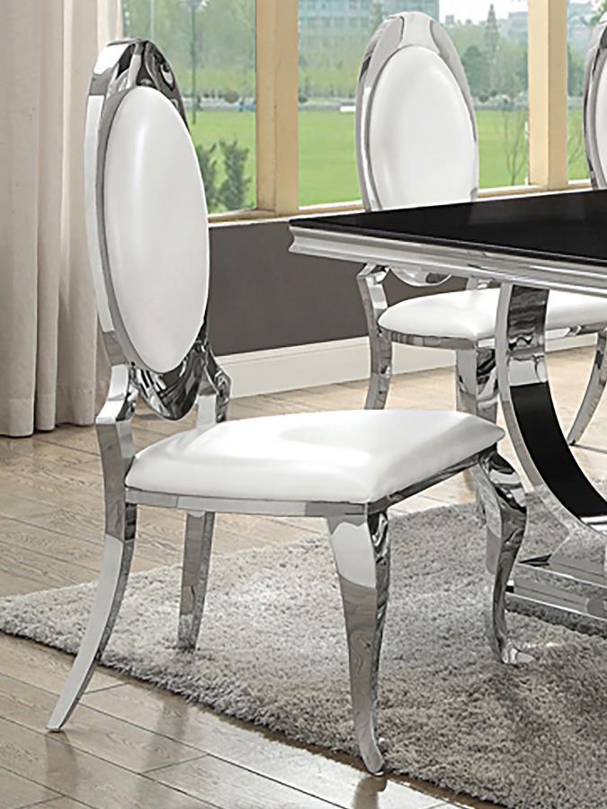 Antoine - Silla de comedor con patas curvas cromadas