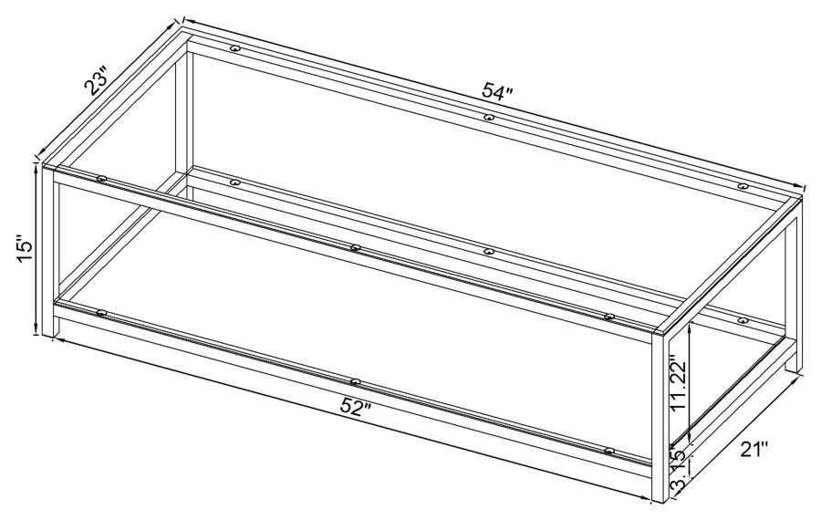 Trini - Coffee Table With Glass Shelf - Black Nickel