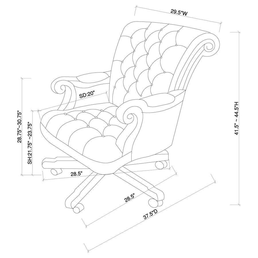 Calloway - Silla de oficina capitoné de altura ajustable - Marrón oscuro