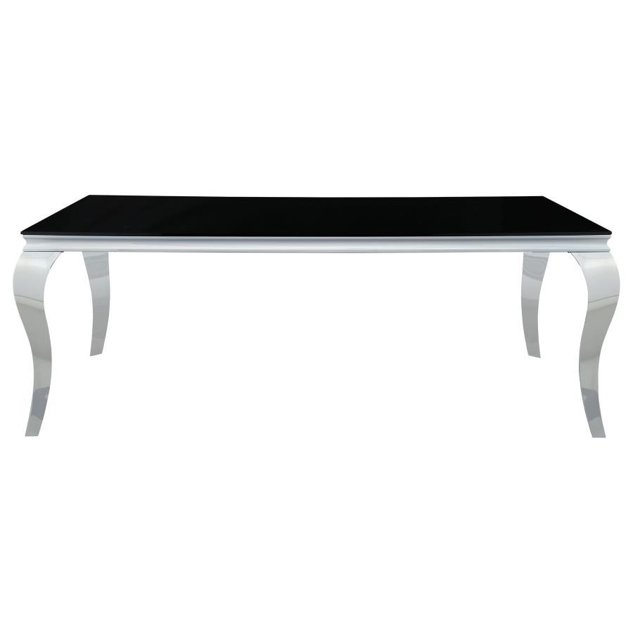 Carone - Mesa de comedor rectangular con tapa de cristal