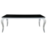 Carone - Mesa de comedor rectangular con tapa de cristal