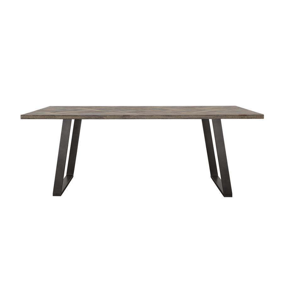 Misty - Mesa de comedor con patas tipo trineo - Sheesham gris y bronce