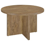 Jamestown - Mesa de comedor redonda de madera con laminado decorativo - Marrón mango