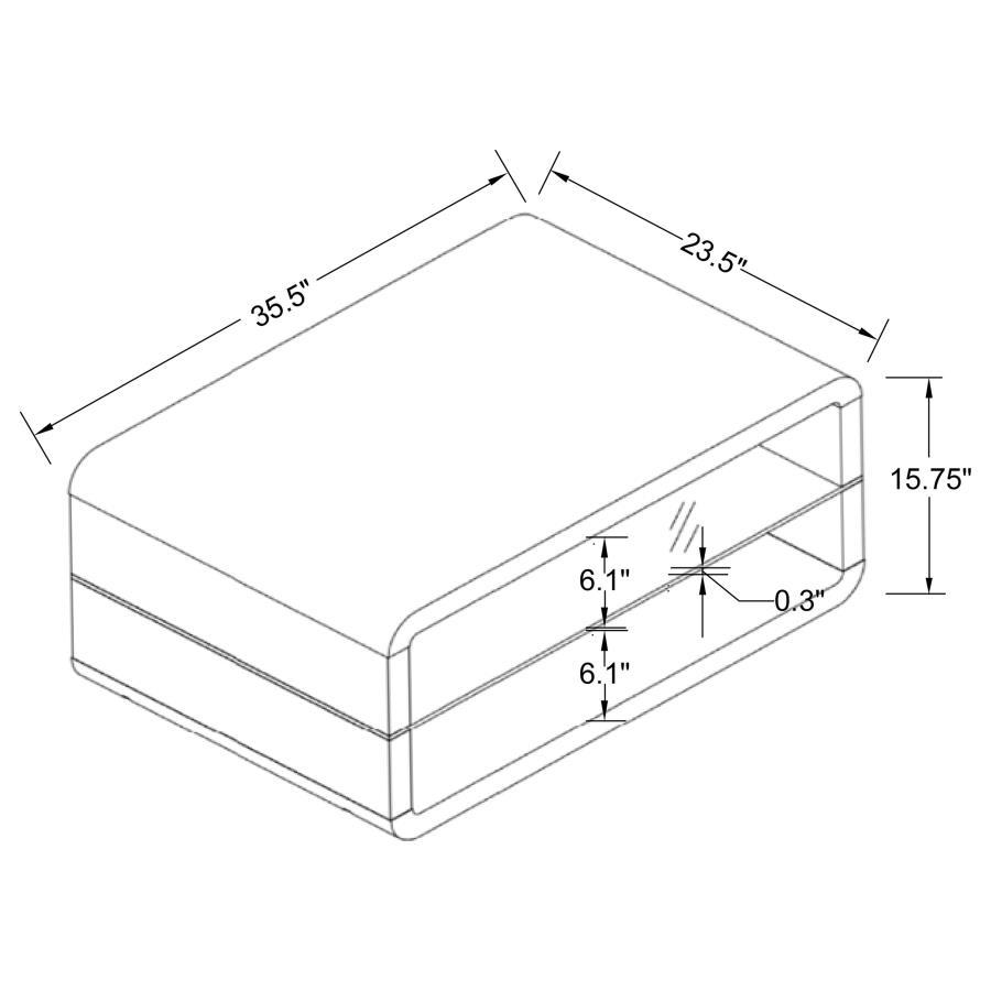 Elana - Rectangle 2-Shelf - Coffee Table - Glossy White