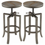 Bartlett - Adjustable Height Swivel Bar Stools (Set of 2) - Brushed Nutmeg And Slate Gray