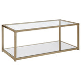 Cora - Coffee Table With Mirror Shelf - Chocolate Chrome