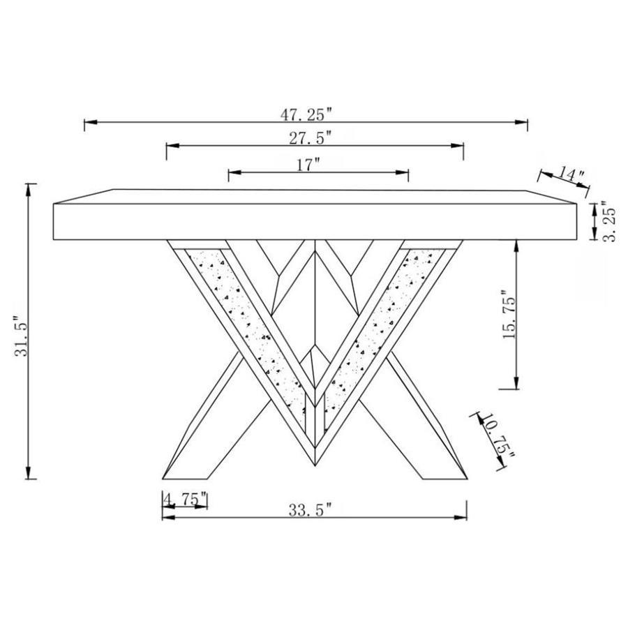 Taffeta - Mesa de sofá en forma de V con tapa de cristal - Plata