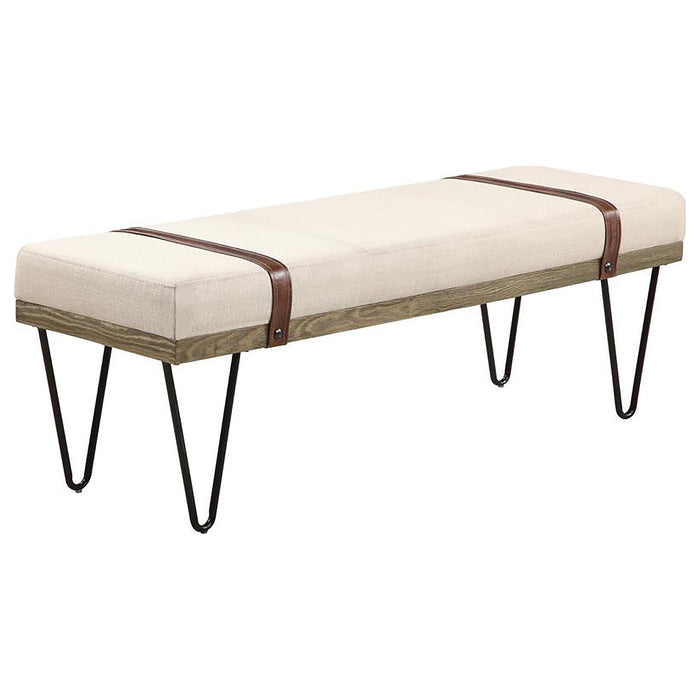 Austin Upholstered Bench Beige and Black image