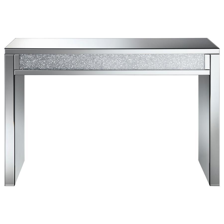 Gillian - Rectangular Sofa Table - Silver And Clear Mirror