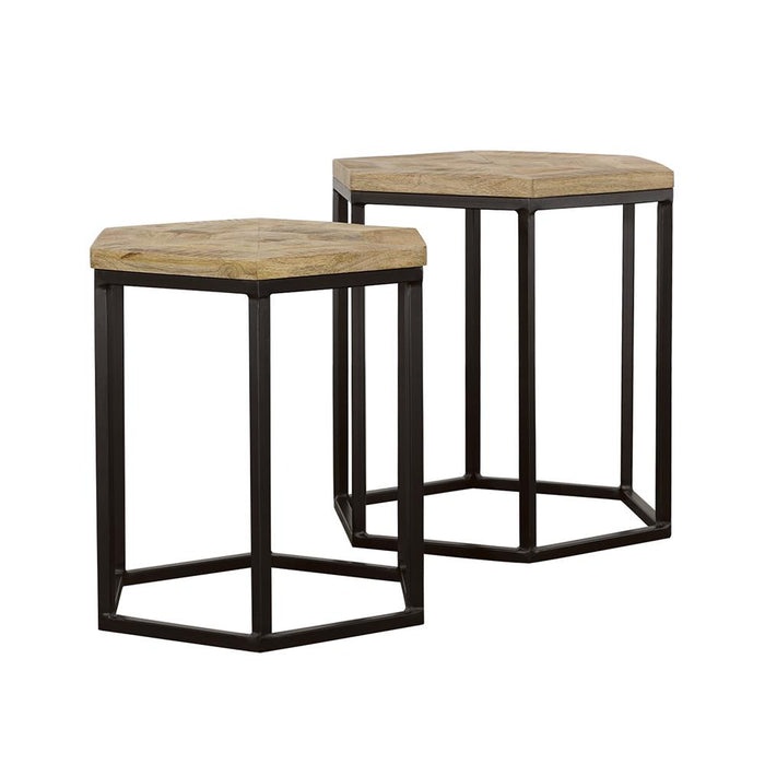 Adger 2-piece Hexagon Nesting Tables Natural and Black image