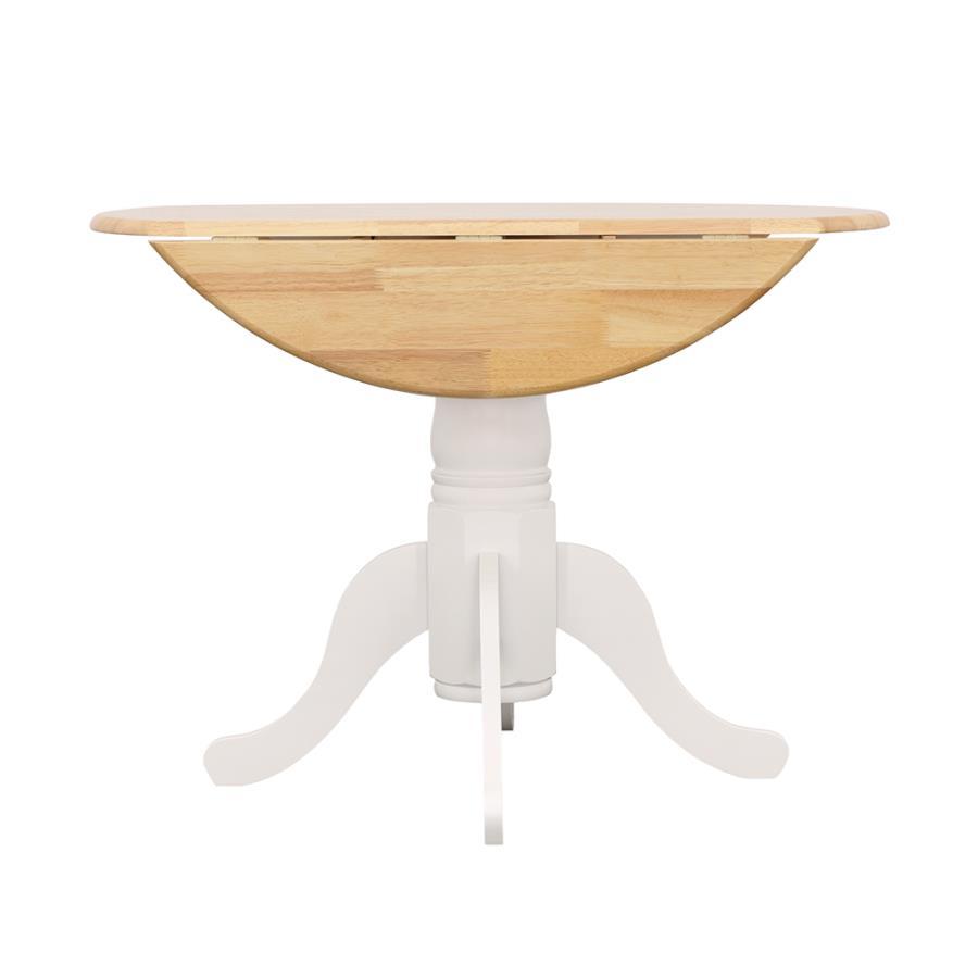 Allison - Drop Leaf Round Dining Table - Natural Brown And White