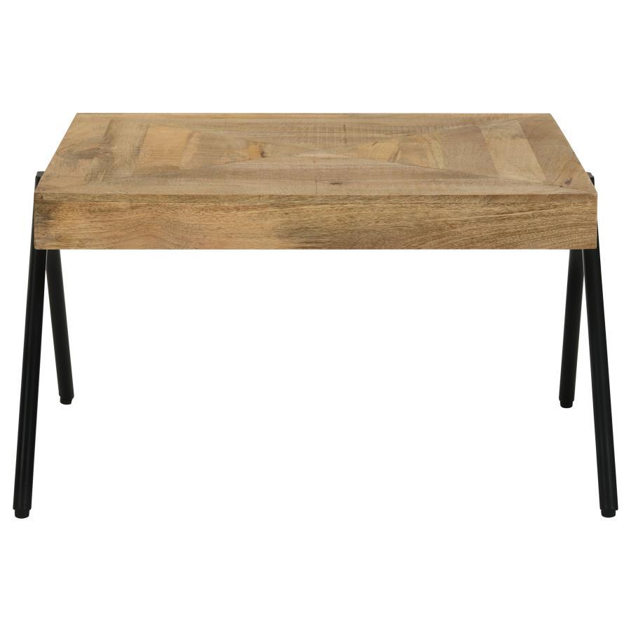 Avery - Rectangular Coffee Table With Metal Legs - Natural And Black