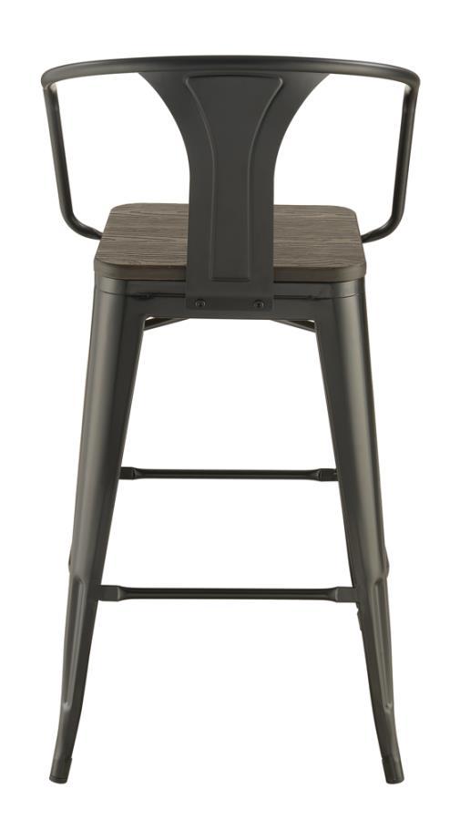 Cavalier - Wooden Seat Bar Stools (Set of 2) - Dark Elm And Matte Black