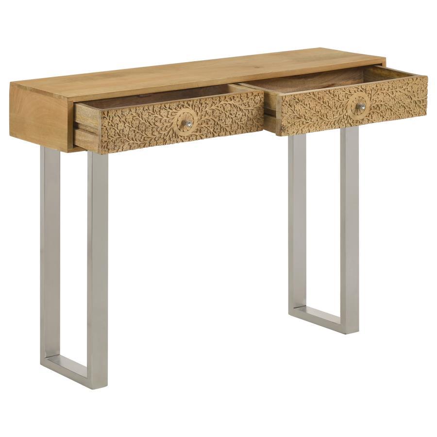 Draco - Console Table With Hand Carved Drawers - Natural