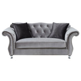 Frostine - Button Tufted Loveseat - Silver