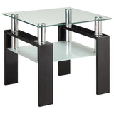 Dyer - Tempered Glass End Table With Shelf - Black