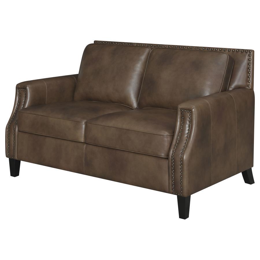 Leaton - Loveseat tapizado con brazos empotrados - Brown Sugar