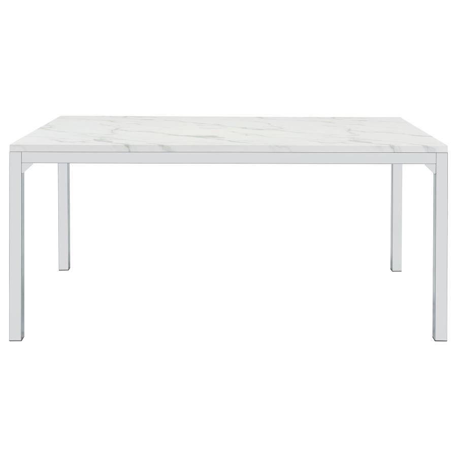 Athena - Mesa de comedor rectangular con tapa de mármol - Cromo