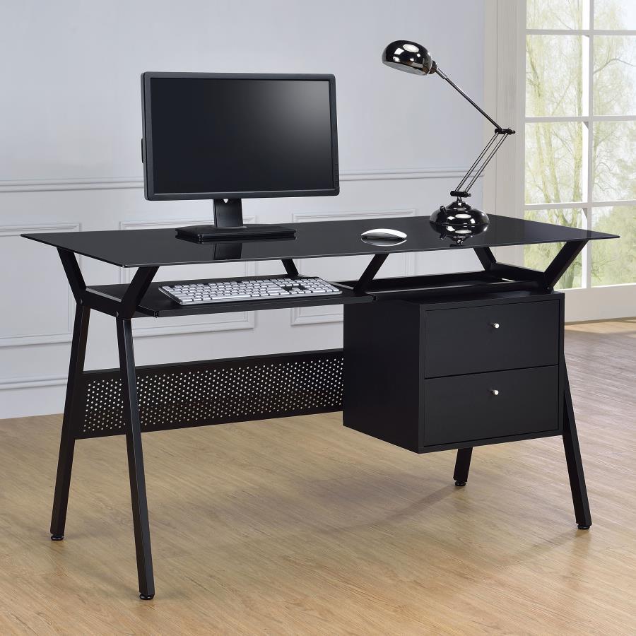 Weaving - 2-Drawer Computer Desk - Black