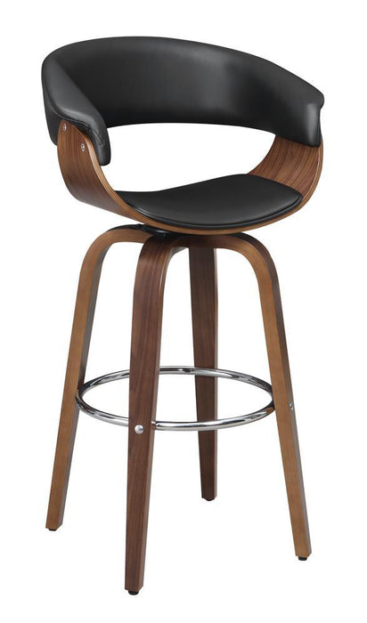 Zion Upholstered Swivel Bar Stool Walnut and Black