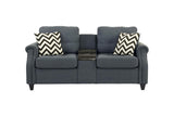 Sofa & Loveseat W/USB Console-Blue Grey