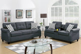 Sofa & Loveseat W/USB Console-Blue Grey