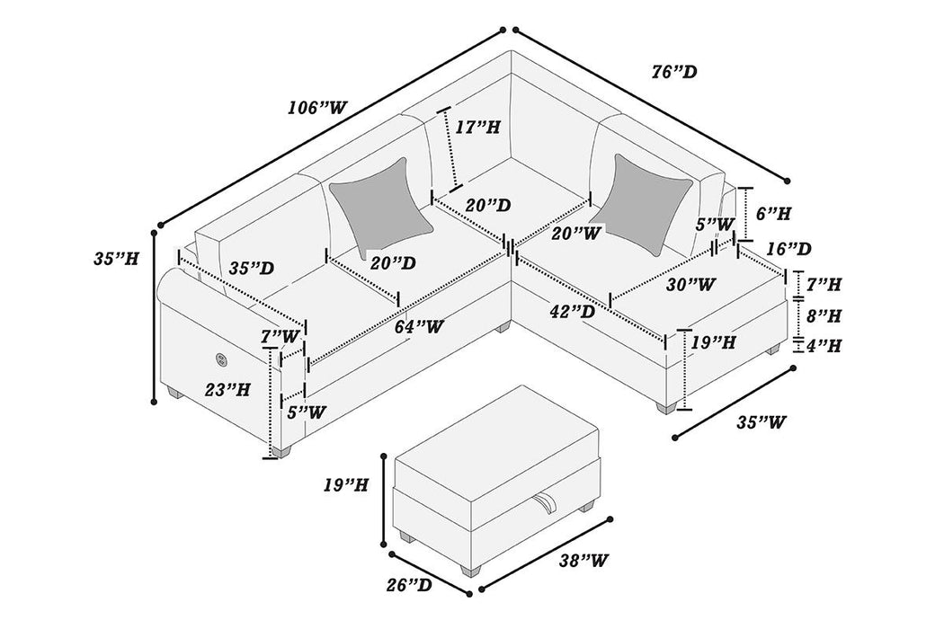 3 PC Sectional Set