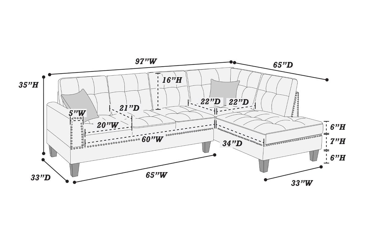 Sectional with 2 pillows for $399