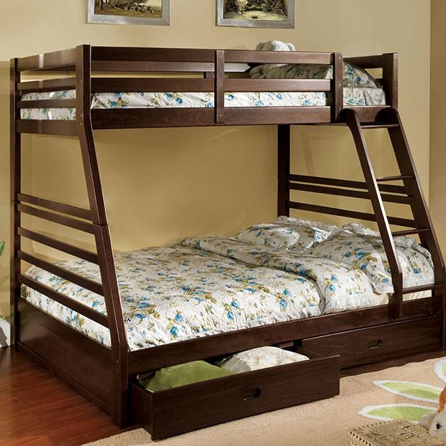 California III Dark Walnut Twin/Full Bunk Bed w/ 2 Drawers image