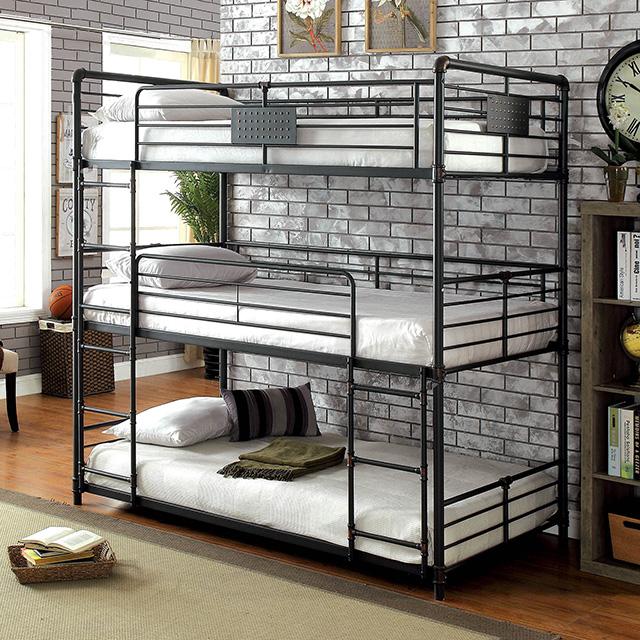 Olga I Antique Black Twin/Twin/Twin Bunk Bed