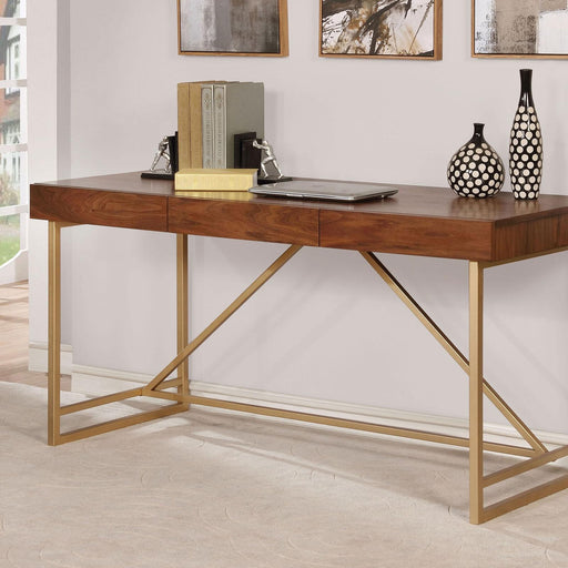 Halstein Light Walnut/Gold Desk image