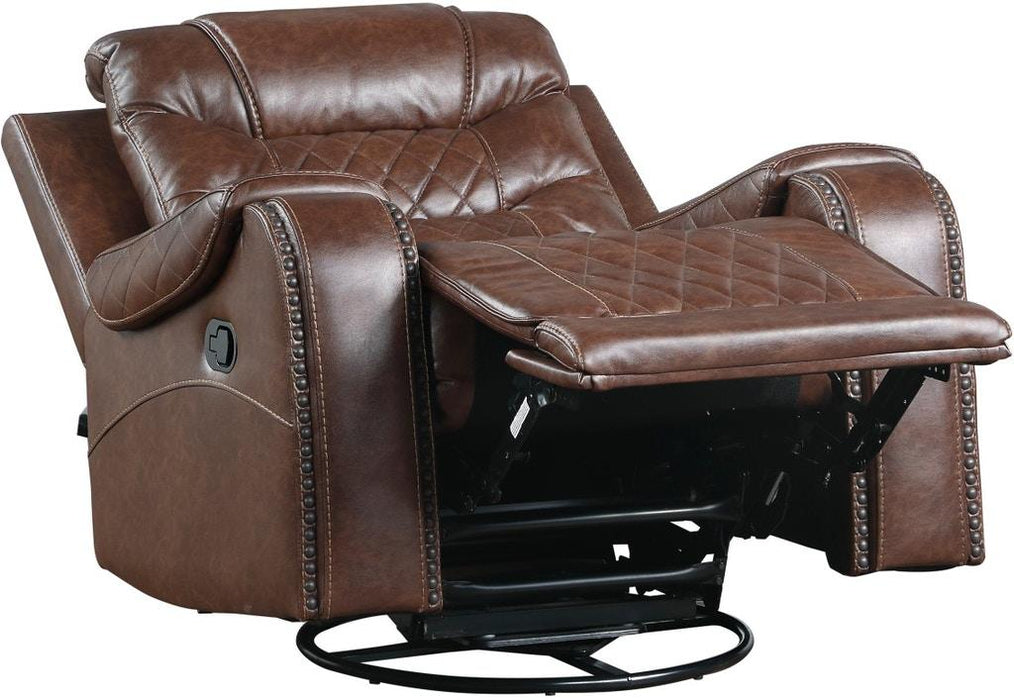 Putnam Swivel Glider Reclining Chair in Brown 9405BR-1