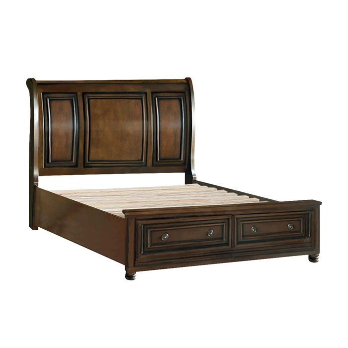 Cumberland (3)California King Sleigh Platform Bed with Footboard Storage