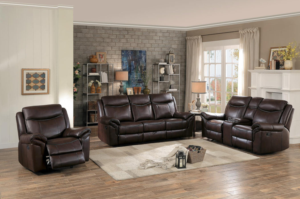 Aram Double Glider Reclining Loveseat in Brown 8206BRW-2