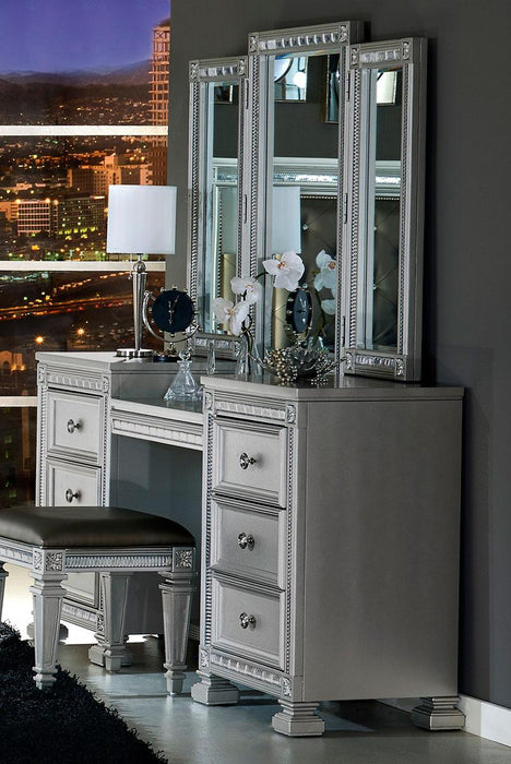 Bevelle Vanity Stool in Silver 1958-14