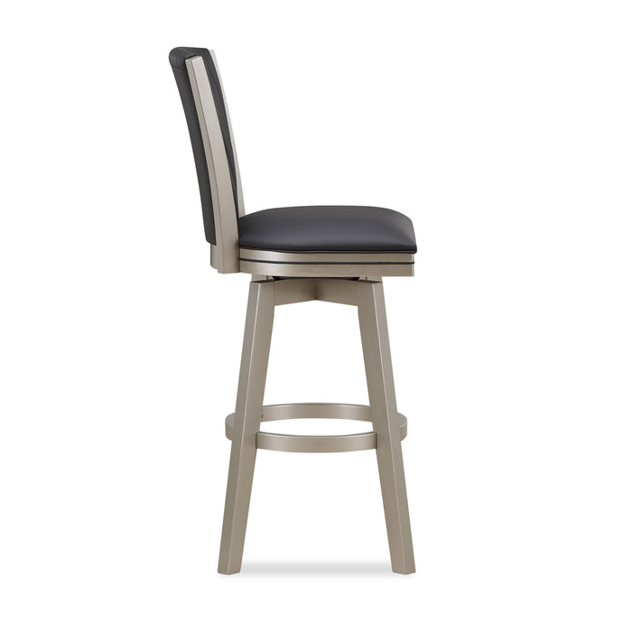 BERKELY 30" SWIVEL BAR STOOL-BLACK/PLATINUM