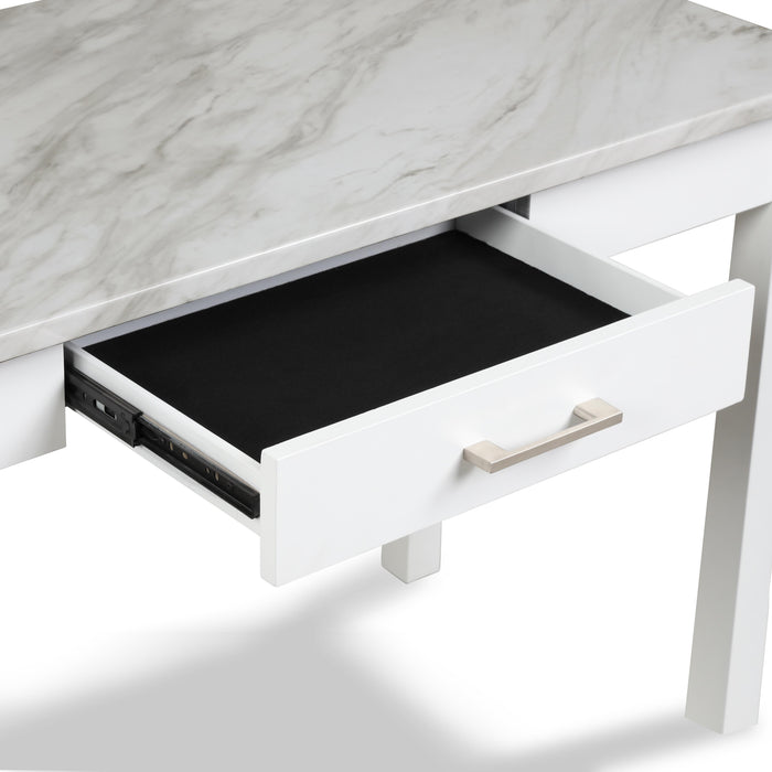 CELESTE DESK W/WHITE/GRAY FAUX MARBLE TOP-WHITE  BASE