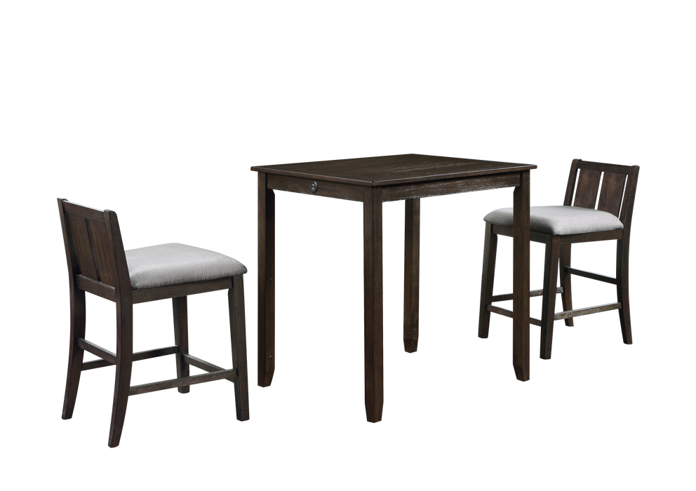 HESTON 36" STORAGE COUNTER TABLE SET W/2 CHAIRS-CHERRY