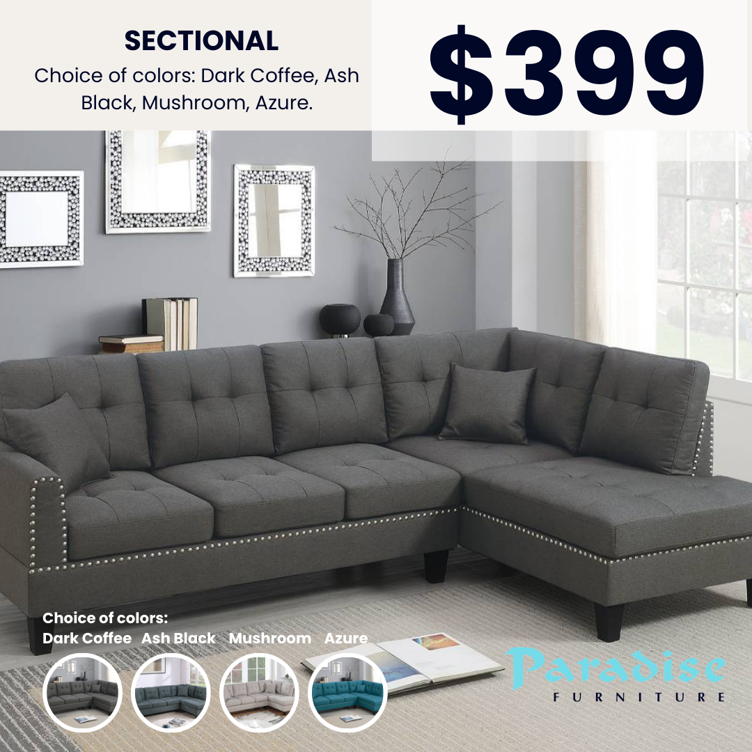 Sectional with 2 pillows for $399