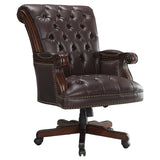 Calloway - Silla de oficina capitoné de altura ajustable - Marrón oscuro