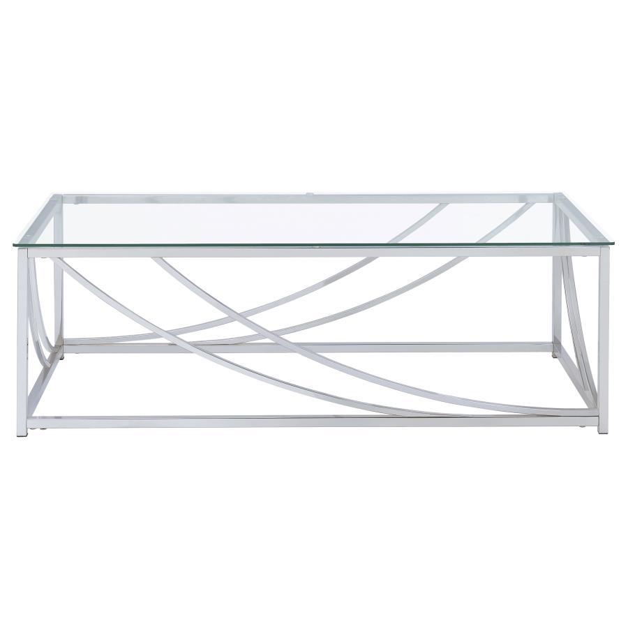 Lille - Glass Top Rectangular Coffee Table Accents - Chrome