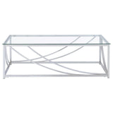 Lille - Glass Top Rectangular Coffee Table Accents - Chrome