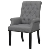 Alana - Upholstered Tufted Arm Chair With Nailhead Trim - Gray / Rustic Espresso