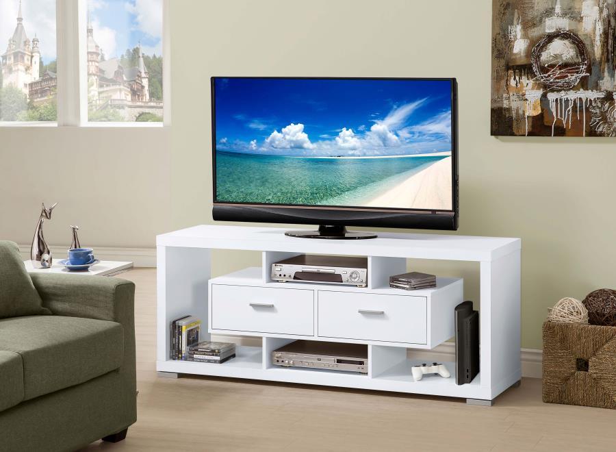 Darien - Consola TV rectangular geométrica con 2 cajones